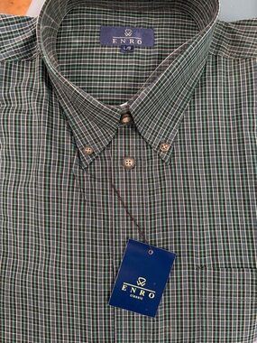 ENRO Men's Green Plaid Button-Down Shirt